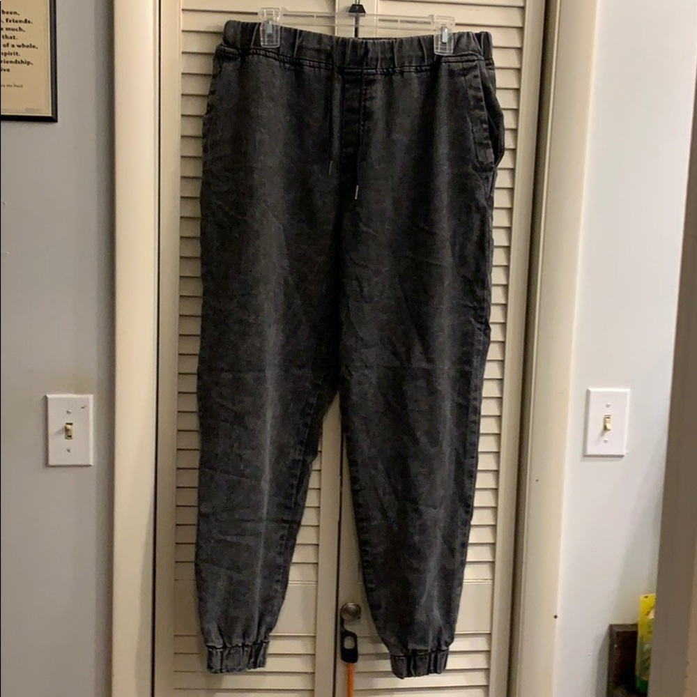 Acid wash black jogger pants